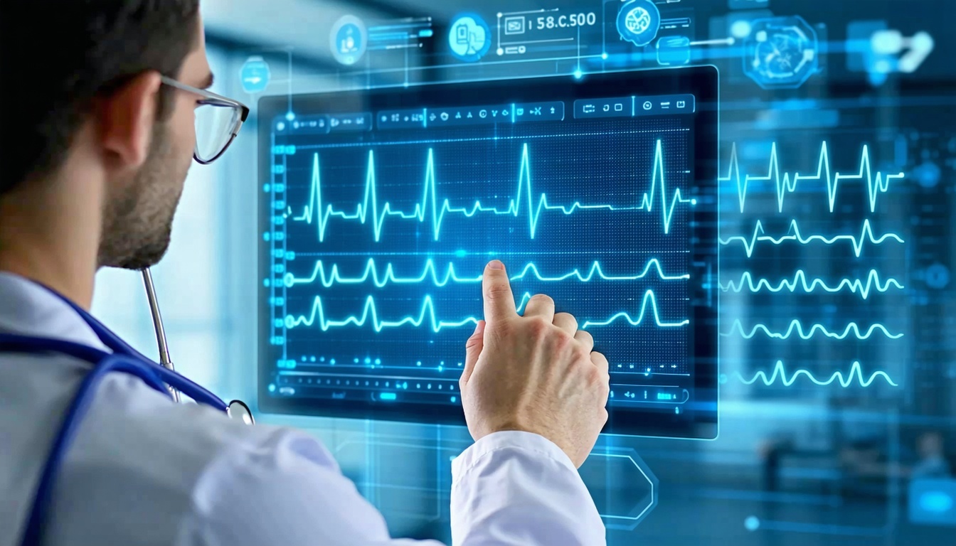 A doctor remotely monitoring a patients vital sig